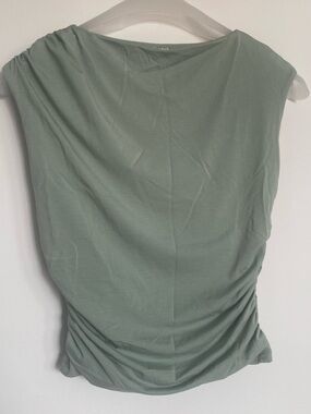 Abercrombie & Fitch Sleeveless Ruched Tank Top - Sage Green